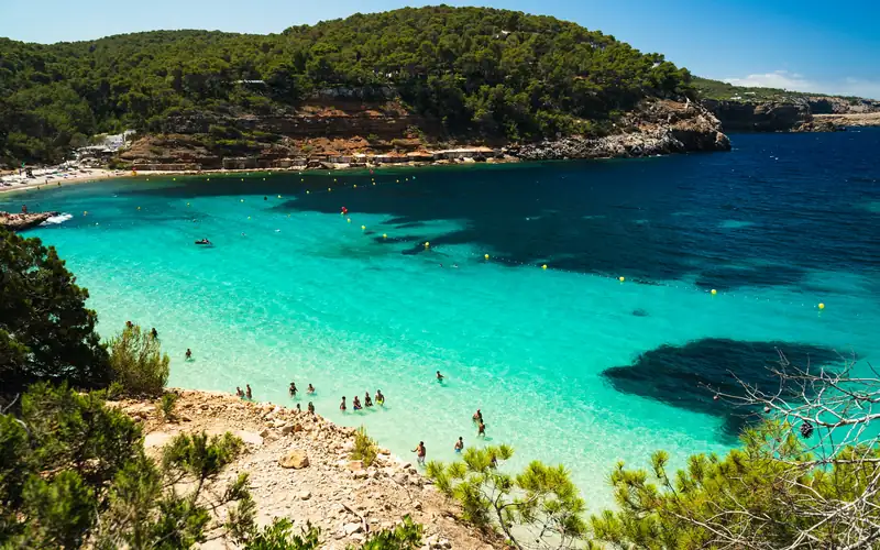 A turquoise cove on the Ibiza coast