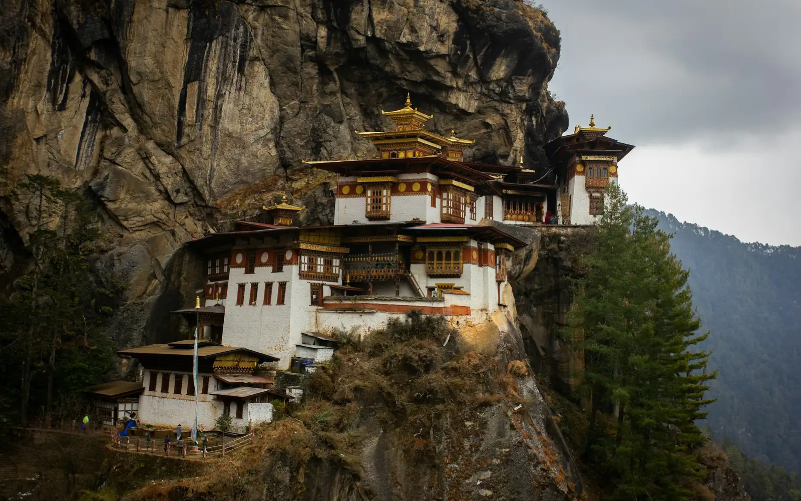 A cliffside monastery in the Himalayas