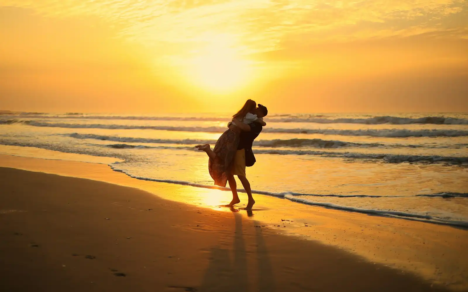 Golden sunset on a quiet beach