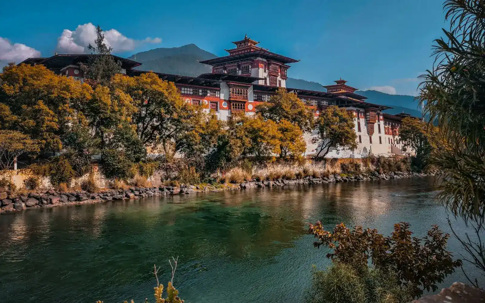 A fortress monastery beside a river