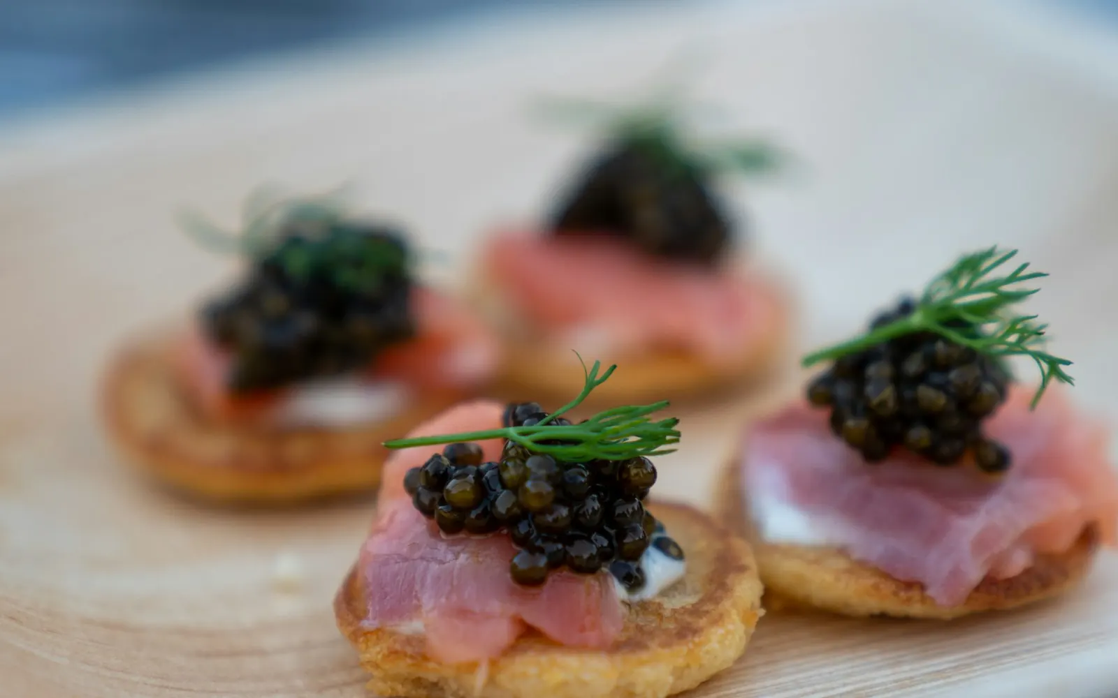 Caviar served on blini